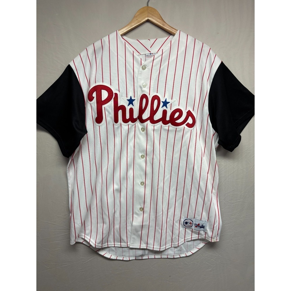 Philadelphia‎ Phillies Majestic MLB Baseball Jersey Mens White Pinstripe XL NWOT